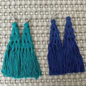 Two long, fabric earrings
